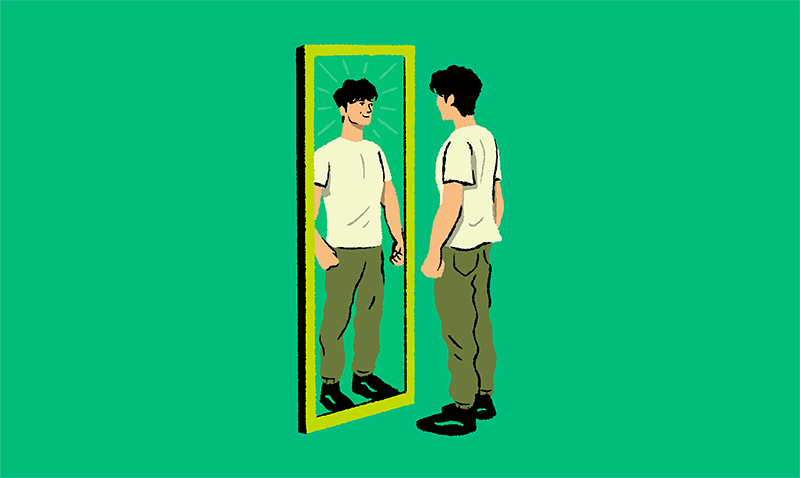 Psychological Benefit of Nuss Procedure person in mirror