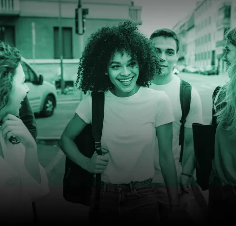 Teenagers interacting outside